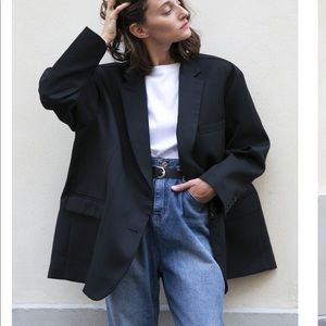 The Frankie Shop Black Oversized Boyfriend Blazer